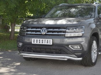 26 699 р. Защита переднего бампера (2 трубы Ø63 и 42 мм, нержавейка) SLITKOFF Volkswagen Teramont CA1 дорестайлинг (2016-2020)  с доставкой в г. Тольятти. Увеличить фотографию 4