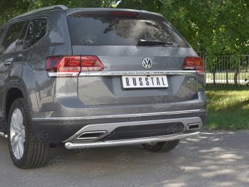 16 899 р. Защита заднего бампера (Ø63 мм, нержавейка) SLITKOFF Volkswagen Teramont CA1 дорестайлинг (2016-2020)  с доставкой в г. Тольятти. Увеличить фотографию 4