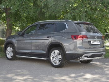 10 649 р. Защита заднего бампера (Ø75х42 мм, нержавейка) Russtal  Volkswagen Teramont  CA1 (2016-2020) дорестайлинг  с доставкой в г. Тольятти. Увеличить фотографию 2