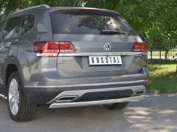 10 649 р. Защита заднего бампера (Ø75х42 мм, нержавейка) Russtal  Volkswagen Teramont  CA1 (2016-2020) дорестайлинг  с доставкой в г. Тольятти. Увеличить фотографию 4