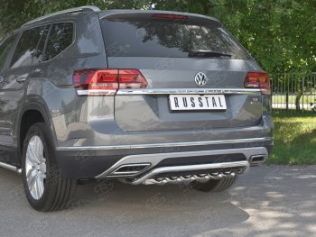 26 999 р. Защита заднего бампера (Ø42 мм, волна+зубы, нержавейка) SLITKOFF Volkswagen Teramont CA1 дорестайлинг (2016-2020)  с доставкой в г. Тольятти. Увеличить фотографию 4