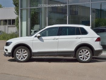 20 749 р. Пороги труба 75х42 овал с проступью Russtal Volkswagen Tiguan Mk2 дорестайлинг (2016-2020)  с доставкой в г. Тольятти. Увеличить фотографию 4