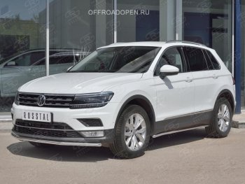 15 549 р. Защита переднего бампера (Ø42 мм, нержавейка, NOT OFF ROAD) SLITKOFF Volkswagen Tiguan Mk2 дорестайлинг (2016-2020)  с доставкой в г. Тольятти. Увеличить фотографию 3