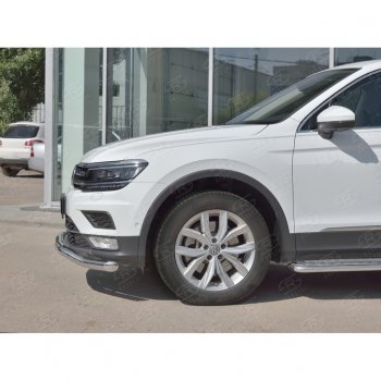 17 649 р. Защита переднего бампера (Ø63 мм волна, нержавейка) SLITKOFF Volkswagen Tiguan Mk2 дорестайлинг (2016-2020)  с доставкой в г. Тольятти. Увеличить фотографию 4