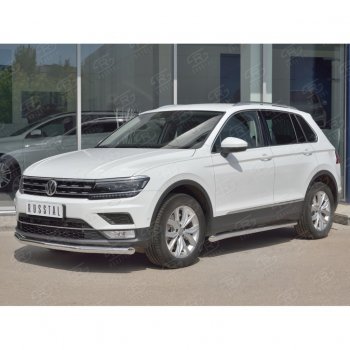 16 249 р. Защита переднего бампера (Ø63 мм, нержавейка, NOT OFF ROAD) SLITKOFF Volkswagen Tiguan Mk2 дорестайлинг (2016-2020)  с доставкой в г. Тольятти. Увеличить фотографию 3