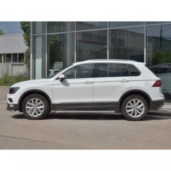 20 849 р.  Защита порогов (Ø63 мм, секции) SLITKOFF Volkswagen Tiguan Mk2 дорестайлинг (2016-2020) (Вариант 2 (пластиковые заглушки))  с доставкой в г. Тольятти. Увеличить фотографию 2