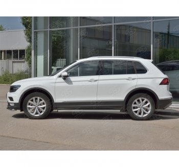 20 849 р.  Защита порогов (Ø63 мм, секции) SLITKOFF Volkswagen Tiguan Mk2 дорестайлинг (2016-2020) (Вариант 2 (пластиковые заглушки))  с доставкой в г. Тольятти. Увеличить фотографию 3