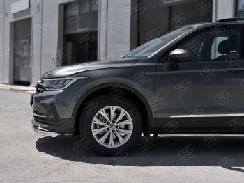 16 599 р. Защита переднего бампера (Ø63 мм, нержавейка, NOT R-LINE) SLITKOFF Volkswagen Tiguan Mk2 рестайлинг (2020-2022)  с доставкой в г. Тольятти. Увеличить фотографию 3