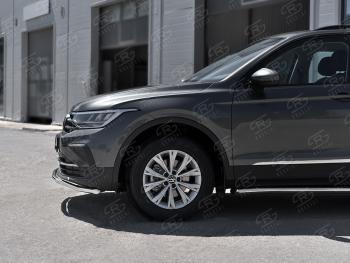 16 299 р. Защита переднего бампера (Ø42 мм волна, нержавейка, NOT R-LINE) SLITKOFF Volkswagen Tiguan Mk2 рестайлинг (2020-2022)  с доставкой в г. Тольятти. Увеличить фотографию 2