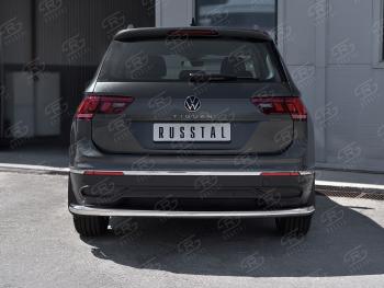 16 349 р. Защита заднего бампера (Ø63 мм, нержавейка, NOT R-LINE) SLITKOFF  Volkswagen Tiguan  Mk2 (2020-2022) рестайлинг  с доставкой в г. Тольятти. Увеличить фотографию 2