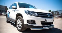 16 899 р. Защита переднего бампера (2 трубыØ63 и 42 мм, нержавейка) SLITKOFF Volkswagen Tiguan NF рестайлинг (2011-2017)  с доставкой в г. Тольятти. Увеличить фотографию 3