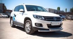 20 499 р. Защита переднего бампера (2 трубыØ63 мм, нержавейка) SLITKOFF Volkswagen Tiguan NF рестайлинг (2011-2017)  с доставкой в г. Тольятти. Увеличить фотографию 3