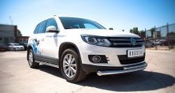 17 849 р. Защита переднего бампера (2 трубыØ76 и 42 мм, нержавейка) SLITKOFF Volkswagen Tiguan NF рестайлинг (2011-2017)  с доставкой в г. Тольятти. Увеличить фотографию 3