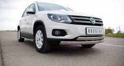 19 999 р. Защита переднего бампера (2 трубыØ75х42 мм, нержавейка) Russtal Volkswagen Tiguan NF рестайлинг (2011-2017)  с доставкой в г. Тольятти. Увеличить фотографию 2