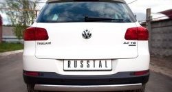 13 299 р. Защита заднего бампера (Ø75x42 мм, нержавейка) Russtal Volkswagen Tiguan NF рестайлинг (2011-2017)  с доставкой в г. Тольятти. Увеличить фотографию 2