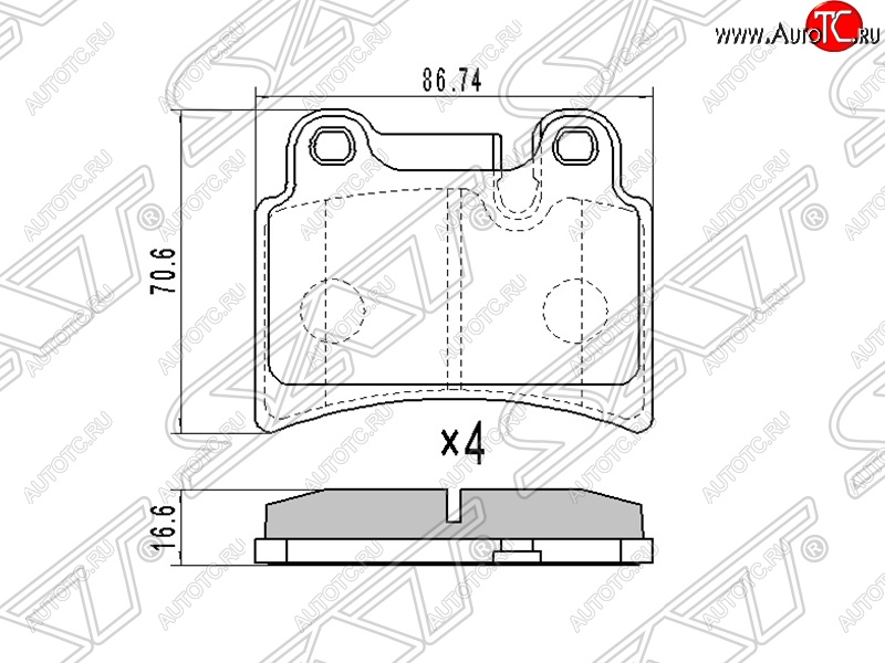 889 р. Колодки тормозные SAT (задние, 86,74*70,6*16,6) Volkswagen Touareg GP дорестайлинг (2002-2007)  с доставкой в г. Тольятти