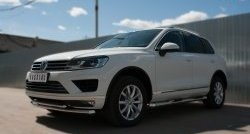 28 999 р. Защита переднего бампера (2 трубыØ63 и 42 мм, нержавейка) SLITKOFF Volkswagen Touareg NF рестайлинг (2014-2018)  с доставкой в г. Тольятти. Увеличить фотографию 4