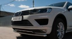 21 449 р. Одинарная защита переднего бампера диаметром 63 мм SLITKOFF Volkswagen Touareg NF рестайлинг (2014-2018)  с доставкой в г. Тольятти. Увеличить фотографию 2