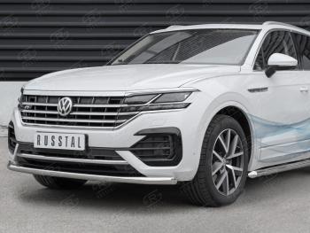 20 999 р. Защита переднего бампера (Ø63 мм, нержавейка, NOT 2.0 TSI) SLITKOFF Volkswagen Touareg CR (2018-2024)  с доставкой в г. Тольятти. Увеличить фотографию 2