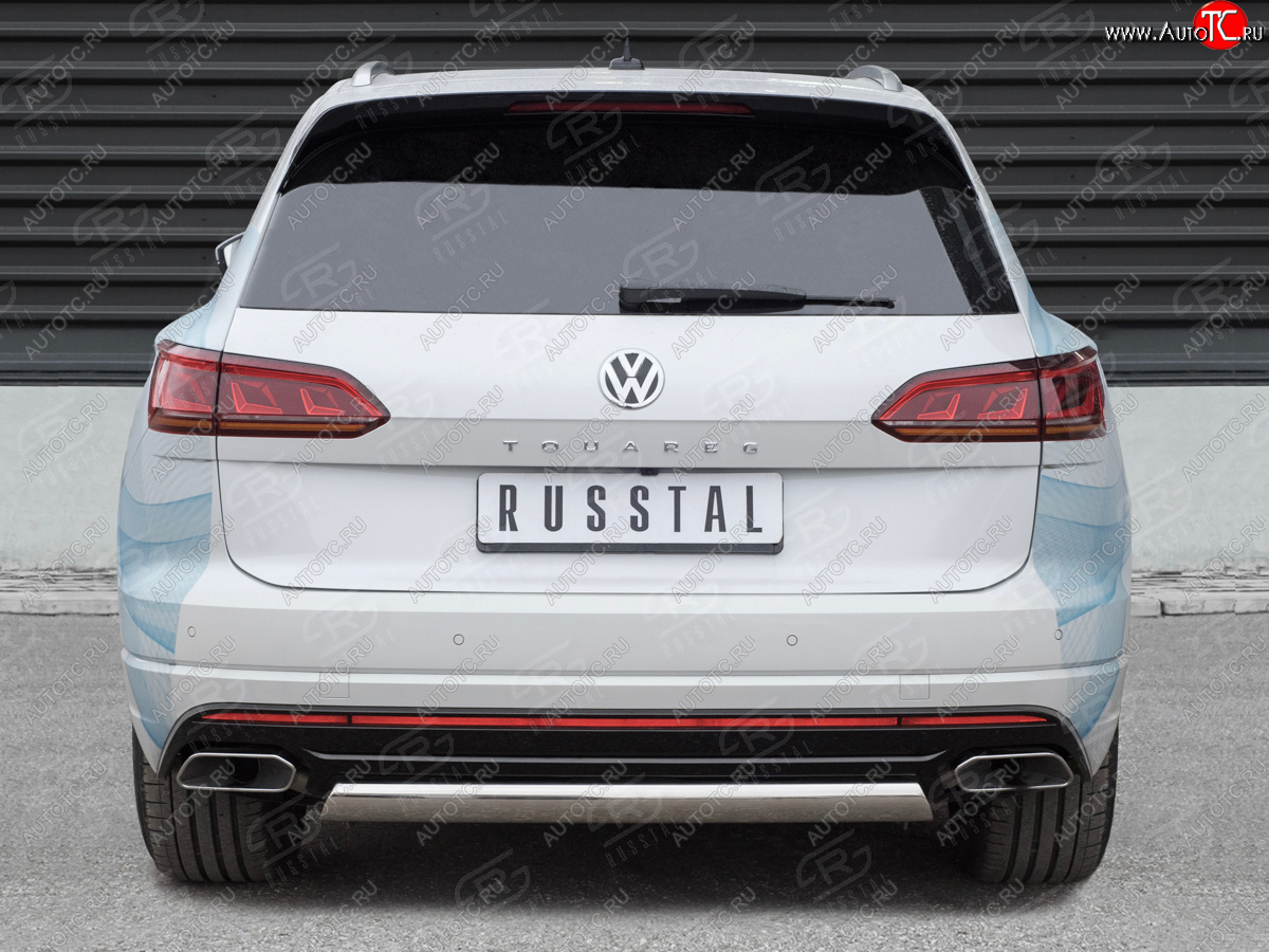 16 699 р. Защита заднего бампера (Ø75х42 мм, нержавейка) Russtal Volkswagen Touareg CR (2018-2024)  с доставкой в г. Тольятти