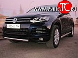 6 999 р. Одинарная защита переднего бампера d76 мм Металл Дизайн Volkswagen Touareg NF дорестайлинг (2010-2014) (полированная нержавейка)  с доставкой в г. Тольятти