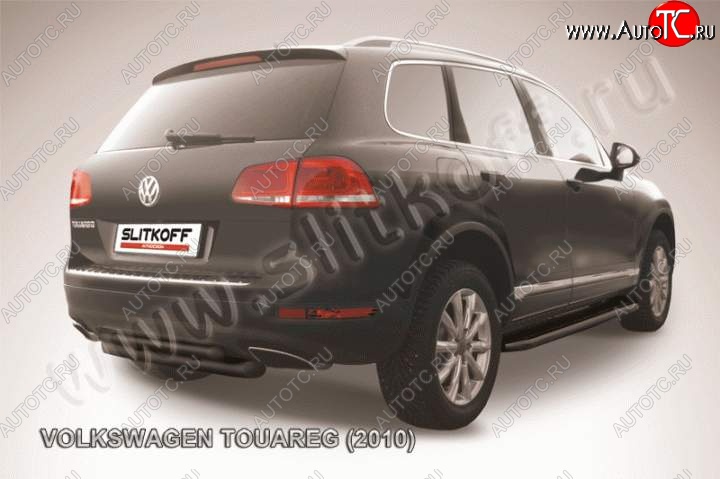 8 199 р. Защита задняя Slitkoff Volkswagen Touareg NF дорестайлинг (2010-2014) (Цвет: серебристый)  с доставкой в г. Тольятти