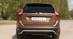 Защита заднего бампера (Ø63 мм волна, нержавейка) SLITKOFF Volvo XC60  дорестайлинг (2008-2013)