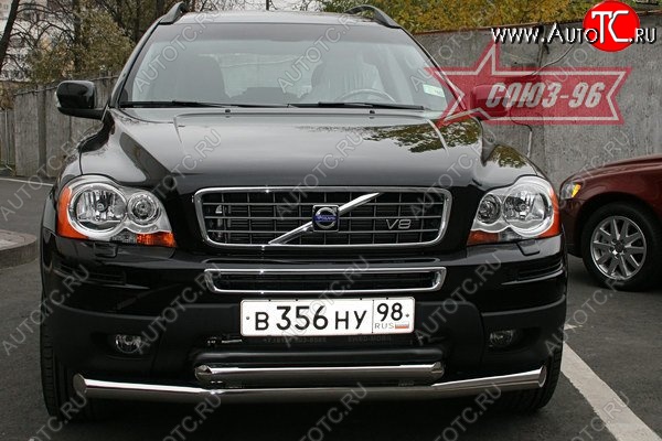 16 379 р. Защита переднего бампера двойная Souz-96 (d76/60) Volvo XC90 C 1-ый рестайлинг (2006-2009)  с доставкой в г. Тольятти