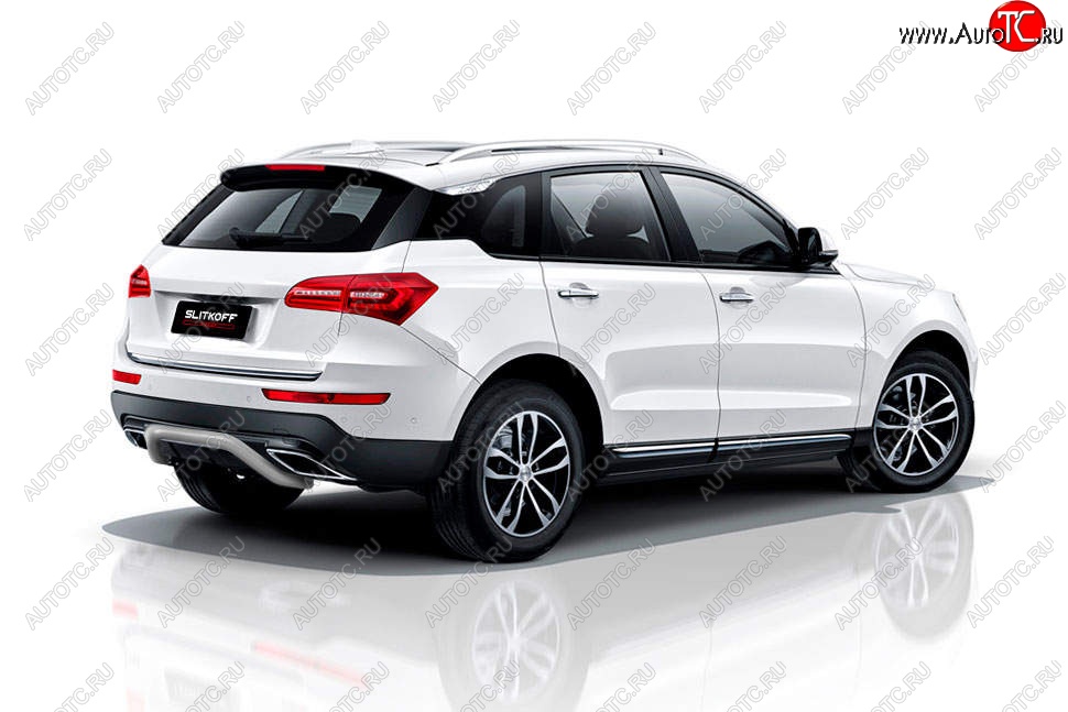 7 999 р. Защита заднего бампера Slitkoff (скоба, d57 мм) Zotye Coupa B11F (2019-2021) (Сталь с полимерным покрытием. Цвет: серебристый)  с доставкой в г. Тольятти