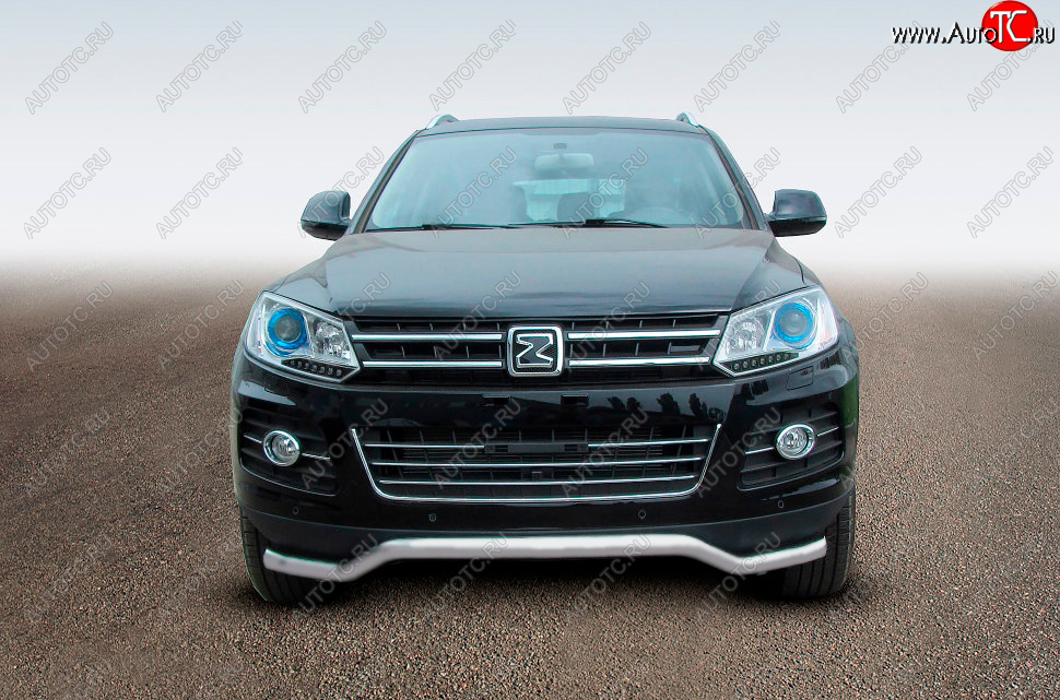 8 949 р. Защита переднего бампера Slitkoff (Ø57 мм, волна) Zotye T600 (2014-2021) (Сталь полимерным покрытием в цвет: серебристый)  с доставкой в г. Тольятти